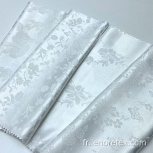 Tissu en satin jacquard blanc floral de polyester spandex tissé blanc